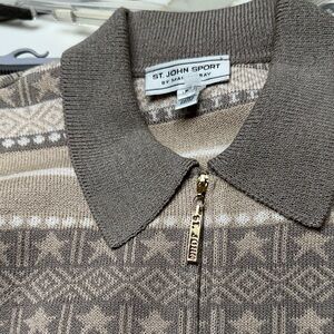St. John Sport Brown Zip-Up Sweater